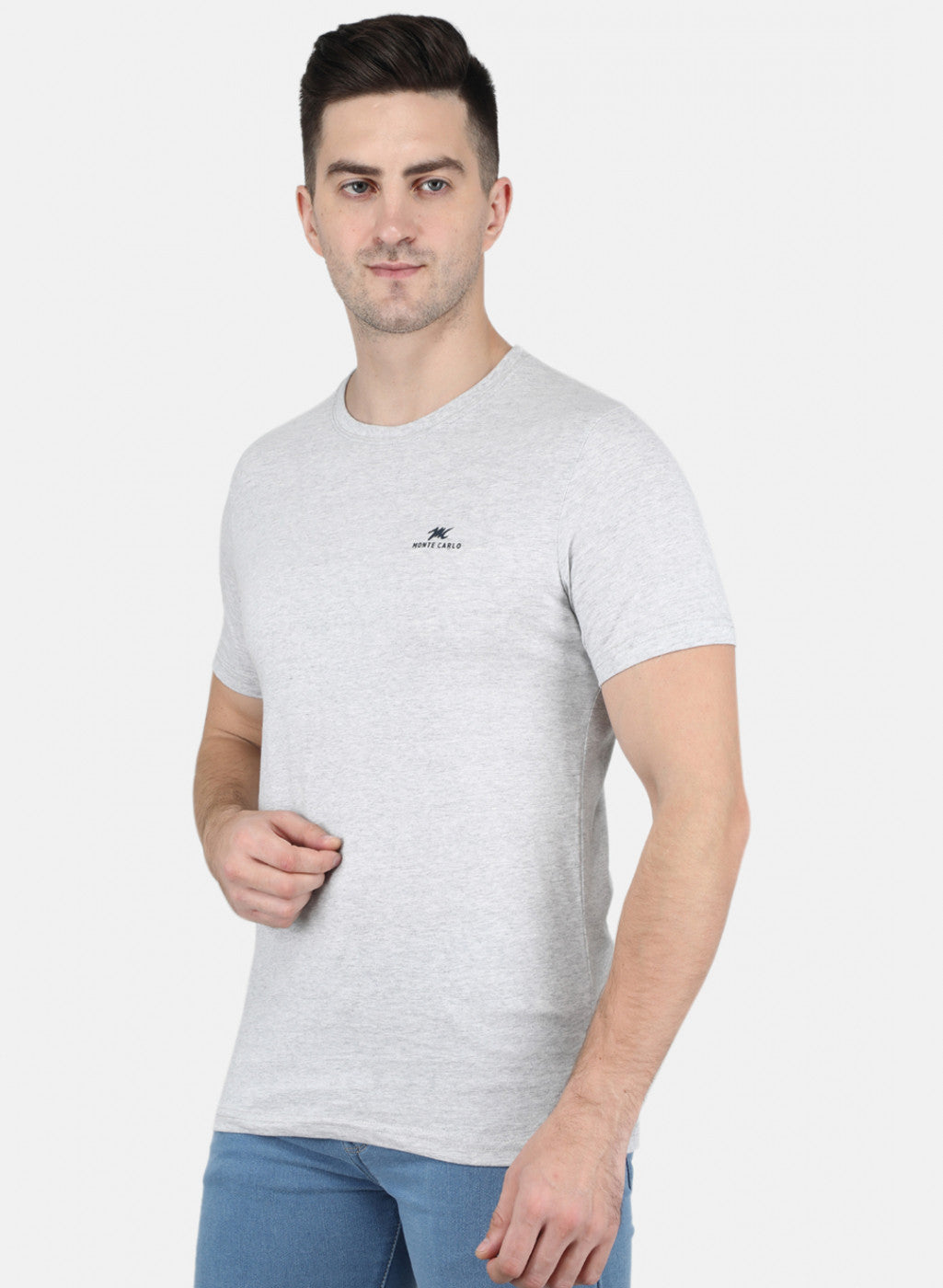 Men Grey Solid T-Shirt