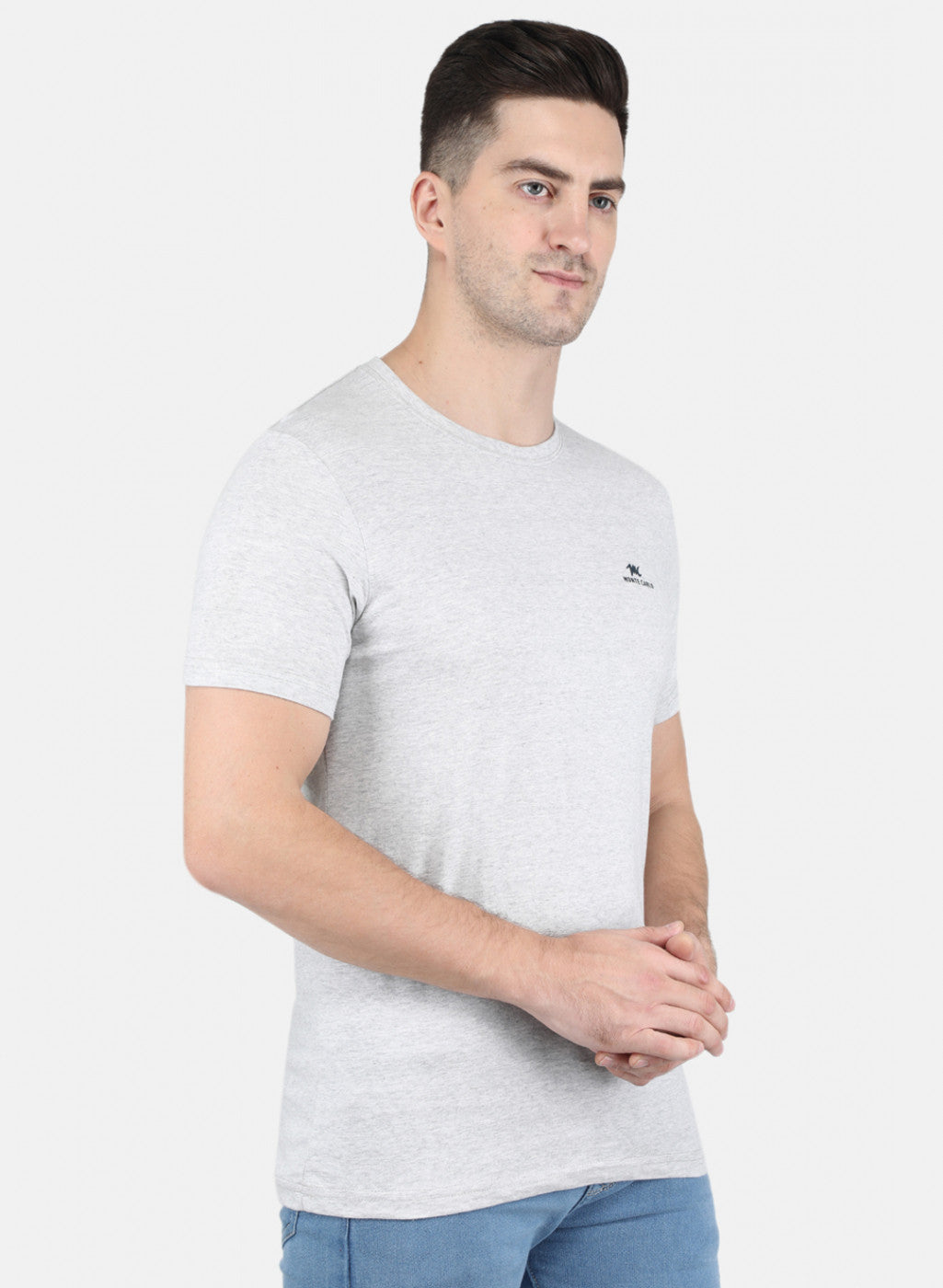 Men Grey Solid T-Shirt