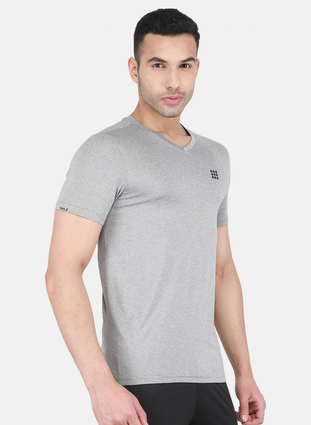 Rock.it Men Grey Solid T-Shirt