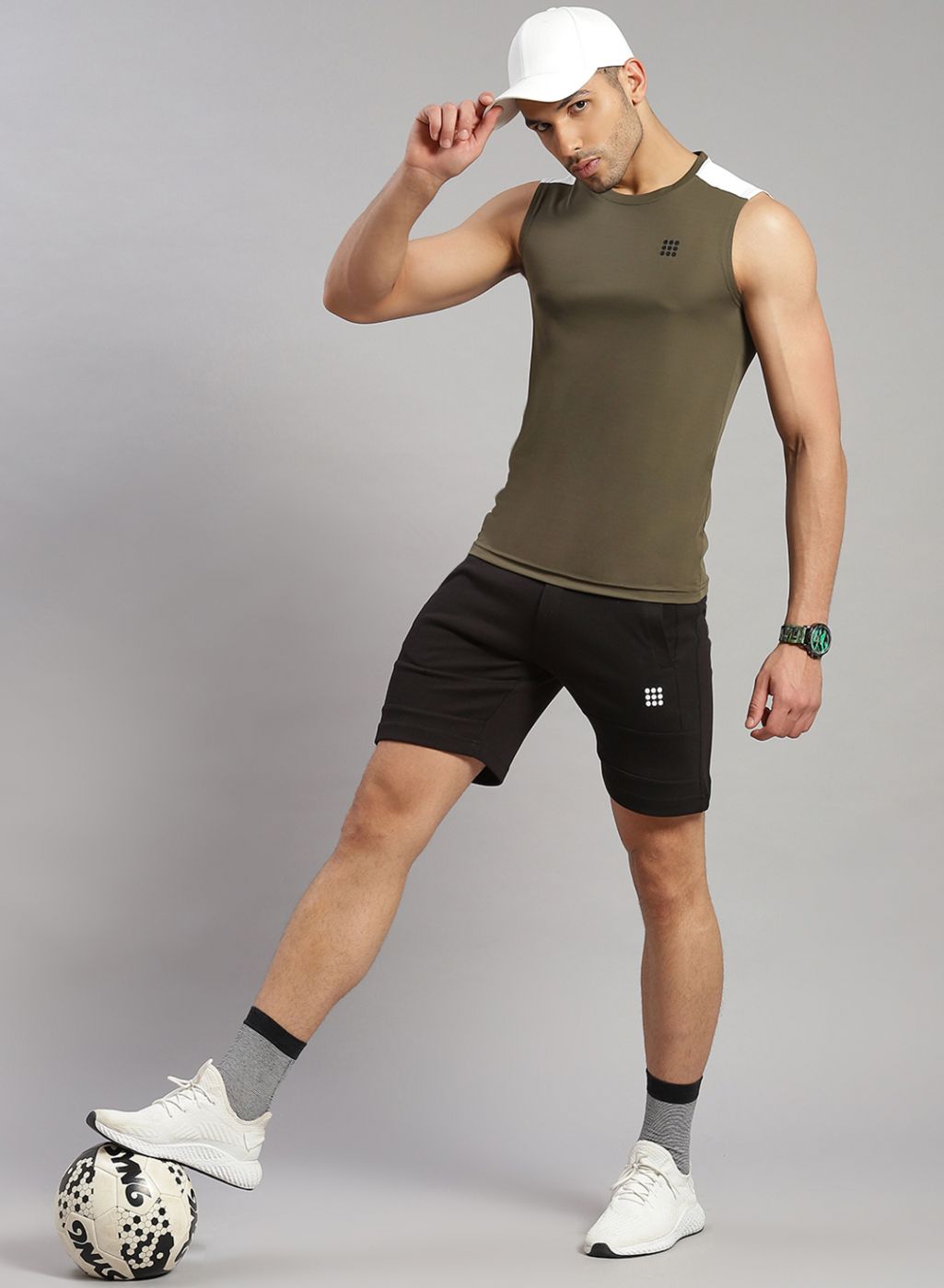 Rock.it Men Olive Sleeveless T-Shirt
