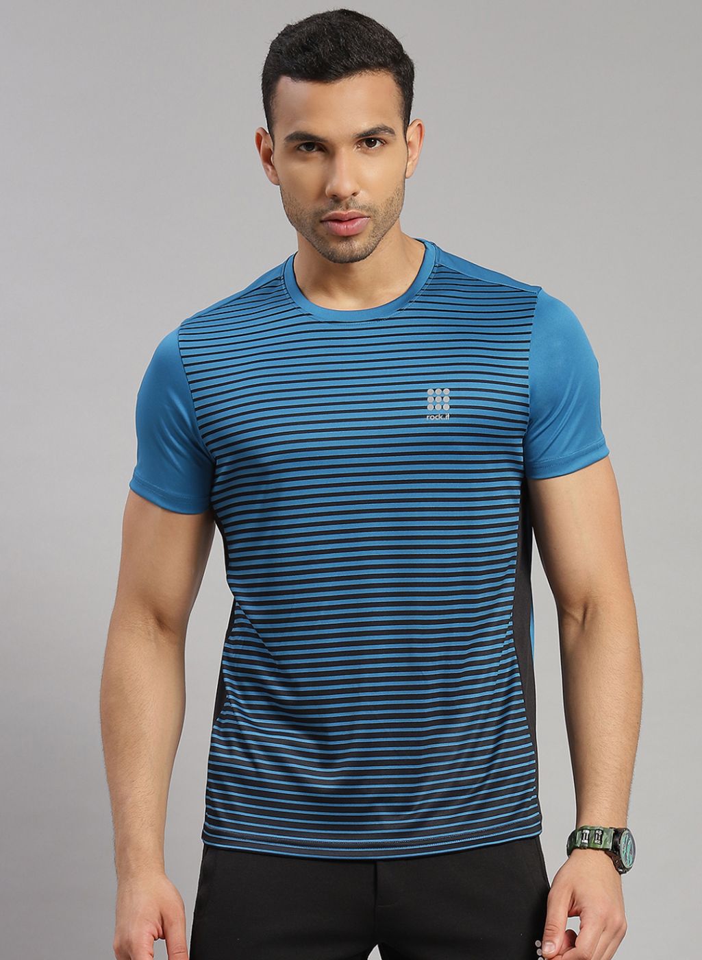 Rock.it Men Blue Stripe T-Shirt