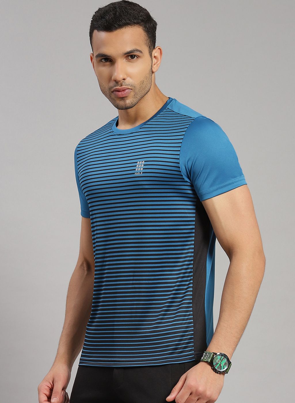 Rock.it Men Blue Stripe T-Shirt