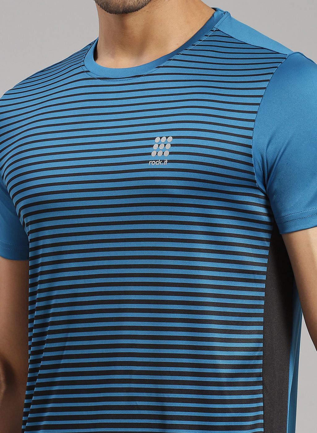 Rock.it Men Blue Stripe T-Shirt