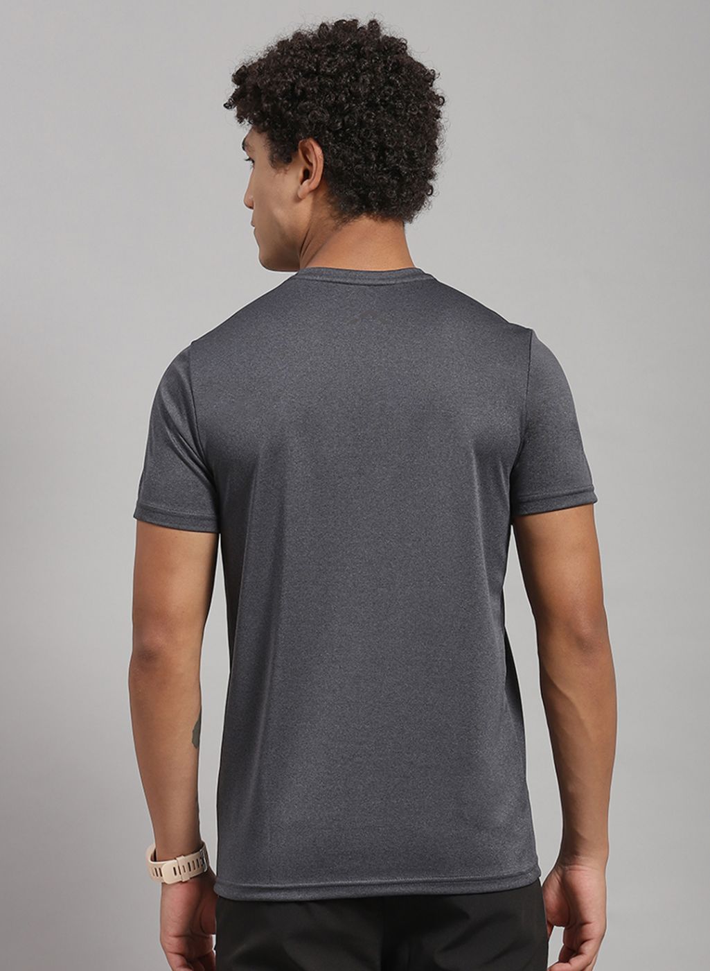 Rock.it Men Grey Solid T-Shirt