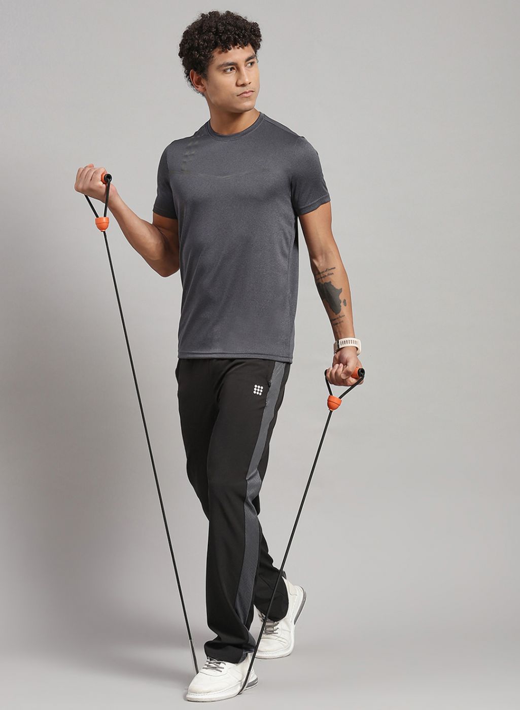 Rock.it Men Grey Solid T-Shirt