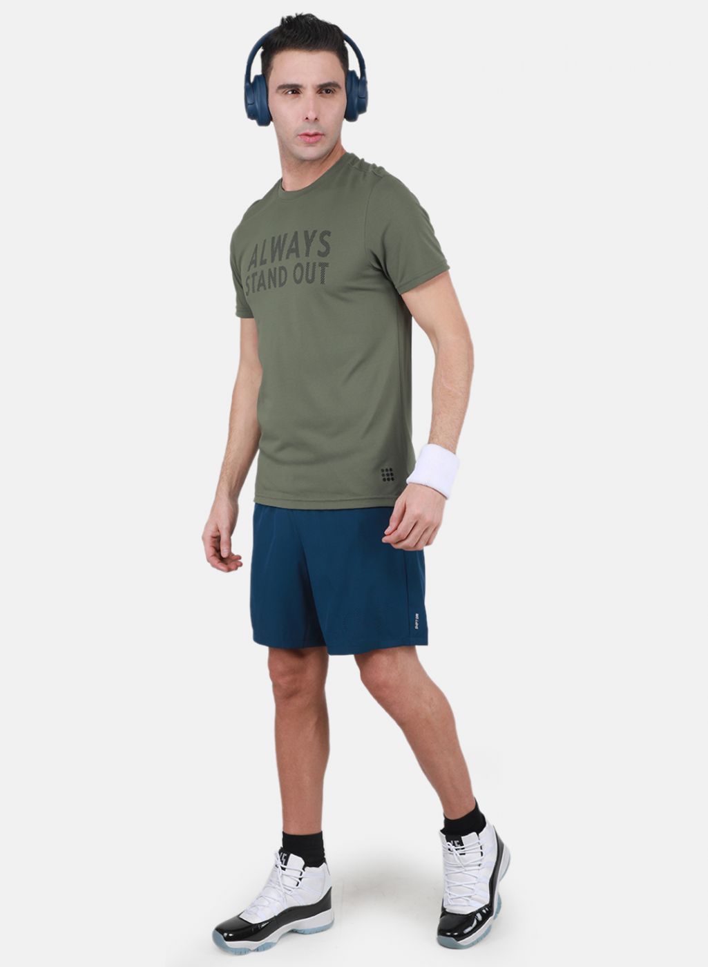 Rock.it Men Olive Self Design T-Shirt
