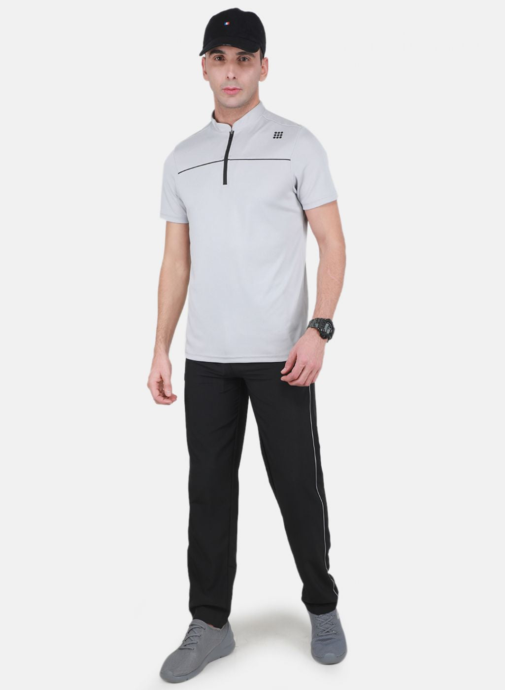 Rock.it Men Grey Self Design Tracksuit