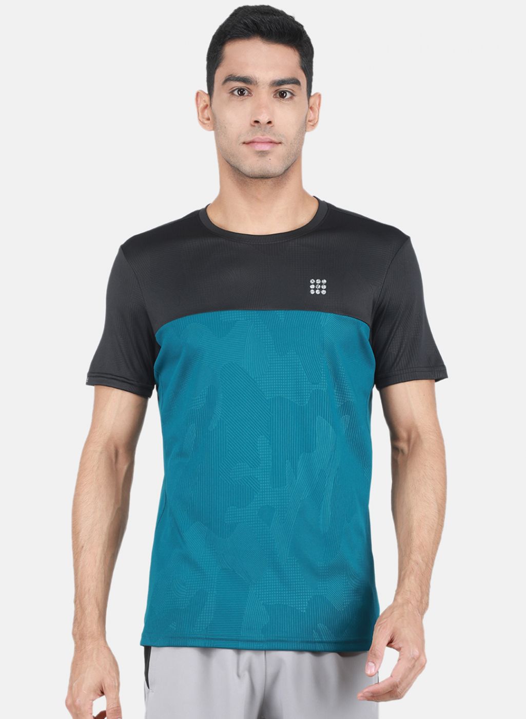 Rock-it Men Green Self Design T-Shirt