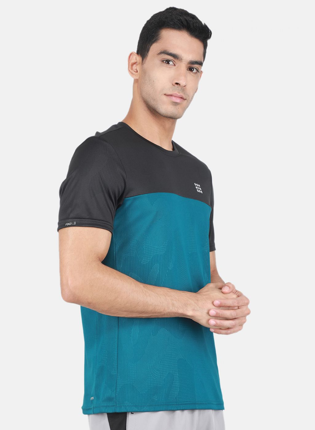 Rock.it Men Green Self Design T-Shirt