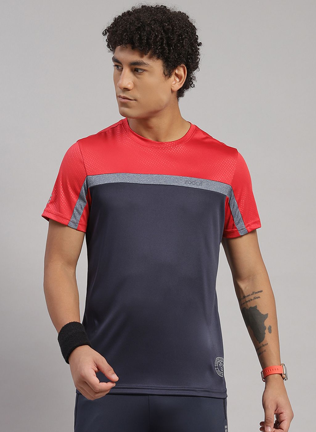 Rock.it Men Navy Blue Solid T-Shirt