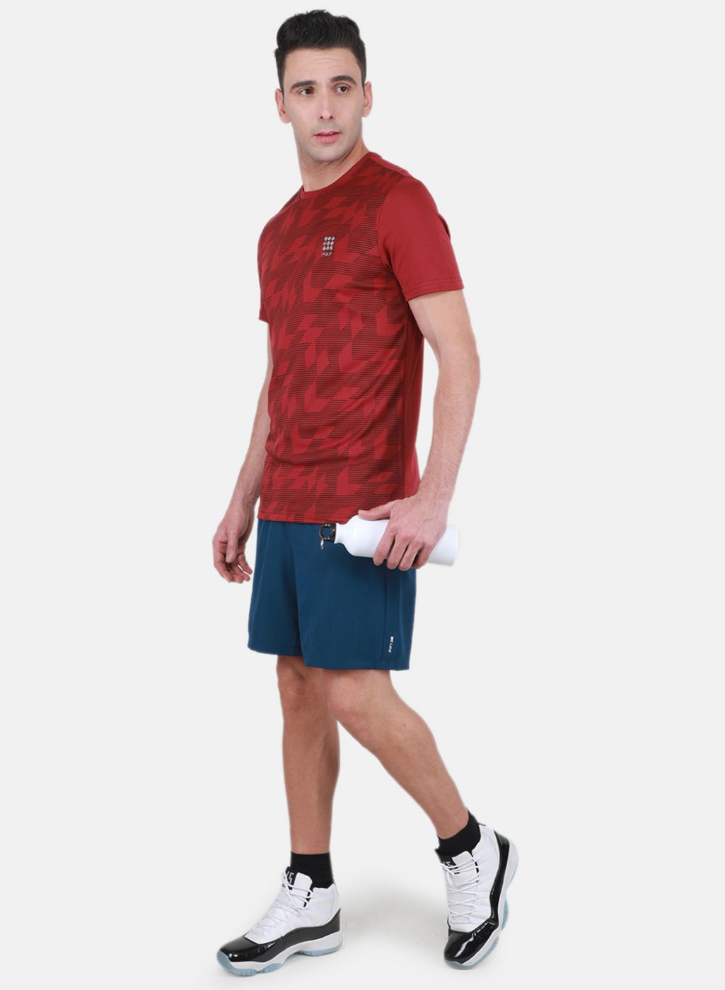 Rock.it Men Maroon Self Design T-Shirt