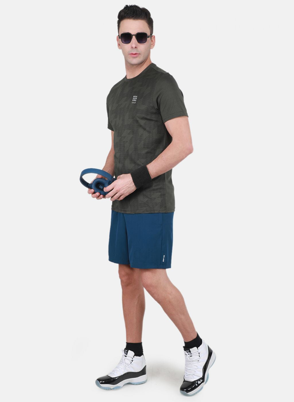 Rock.it Men Olive Self Design T-Shirt