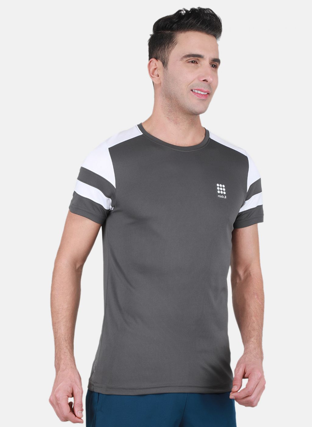 Rock.it Men Grey Self Design T-Shirt