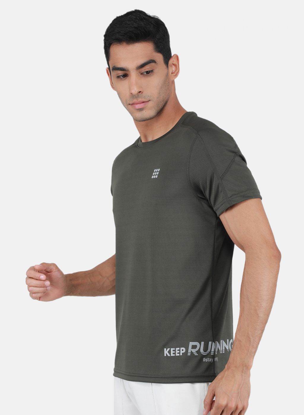 Rock.it Men Olive Self Design T-Shirt