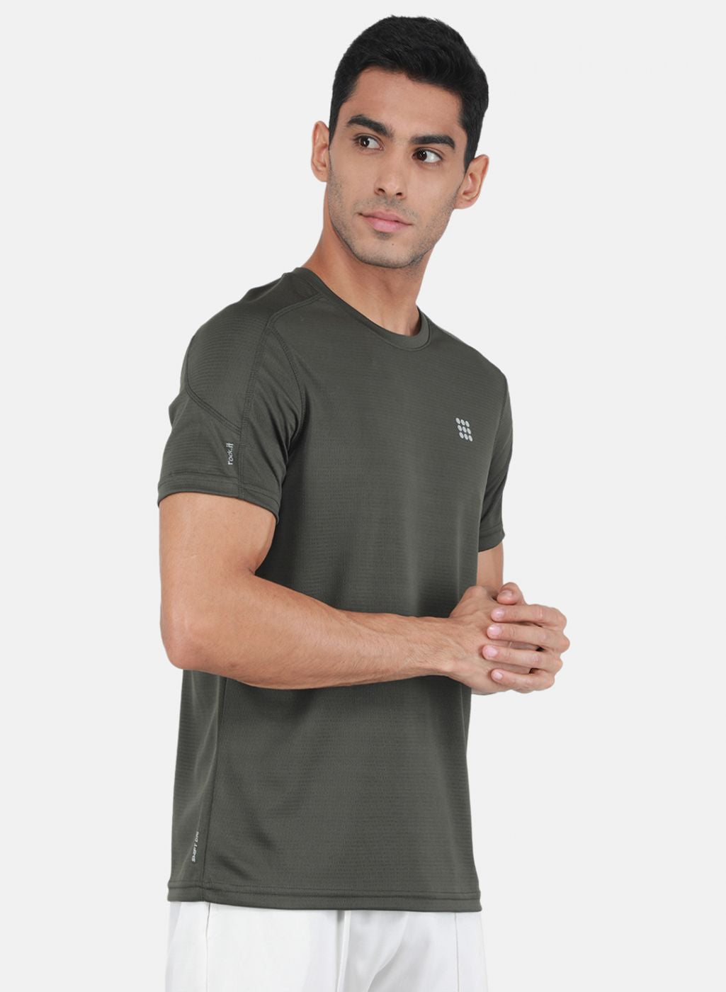 Rock.it Men Olive Self Design T-Shirt