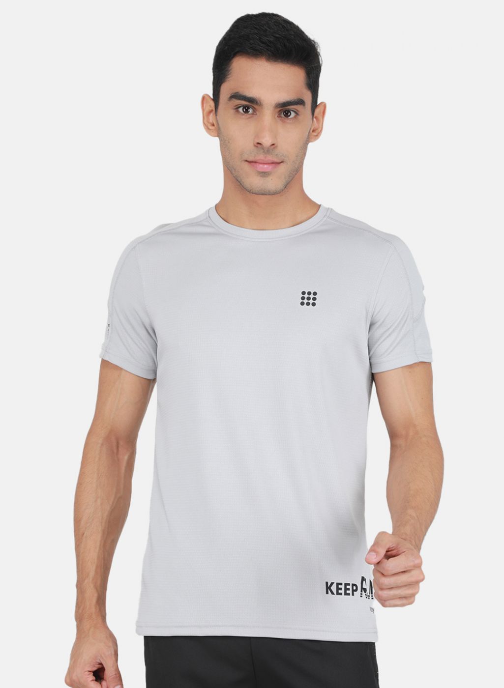 Rock.it Men Grey Self Design T-Shirt
