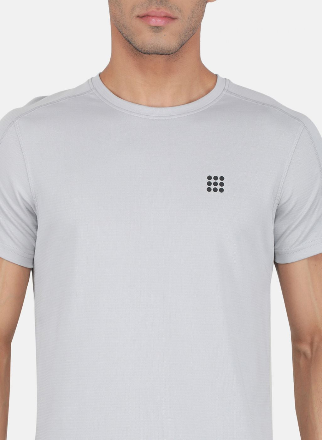 Rock-it Men Grey Self Design T-Shirt