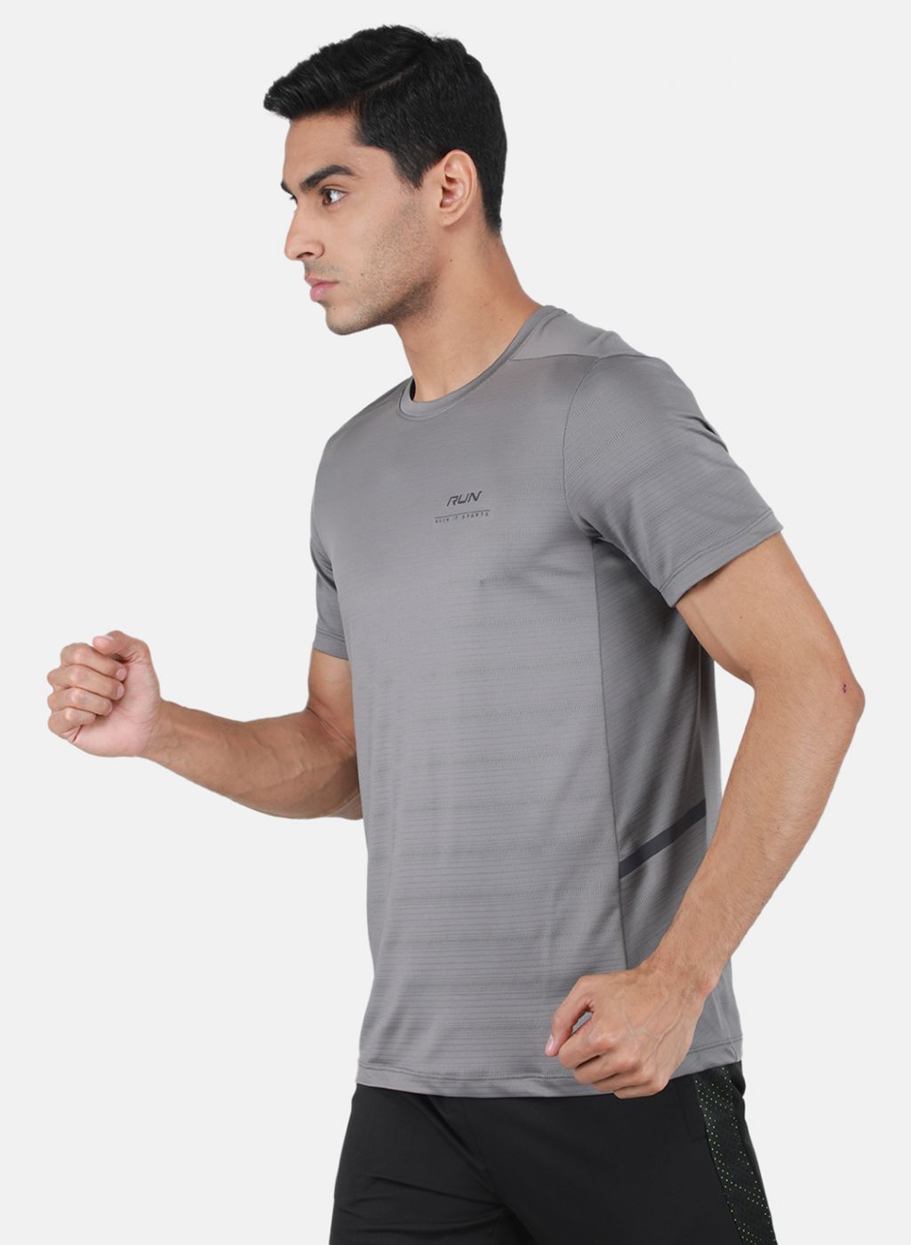 Rock.it Men Grey Self Design T-Shirt