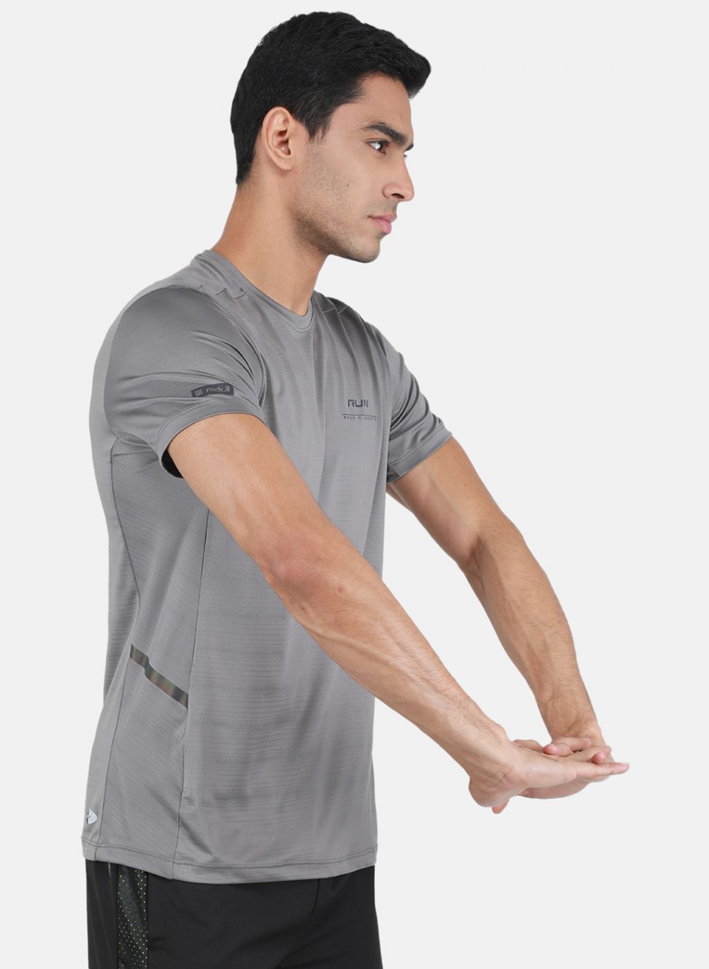 Rock.it Men Grey Self Design T-Shirt