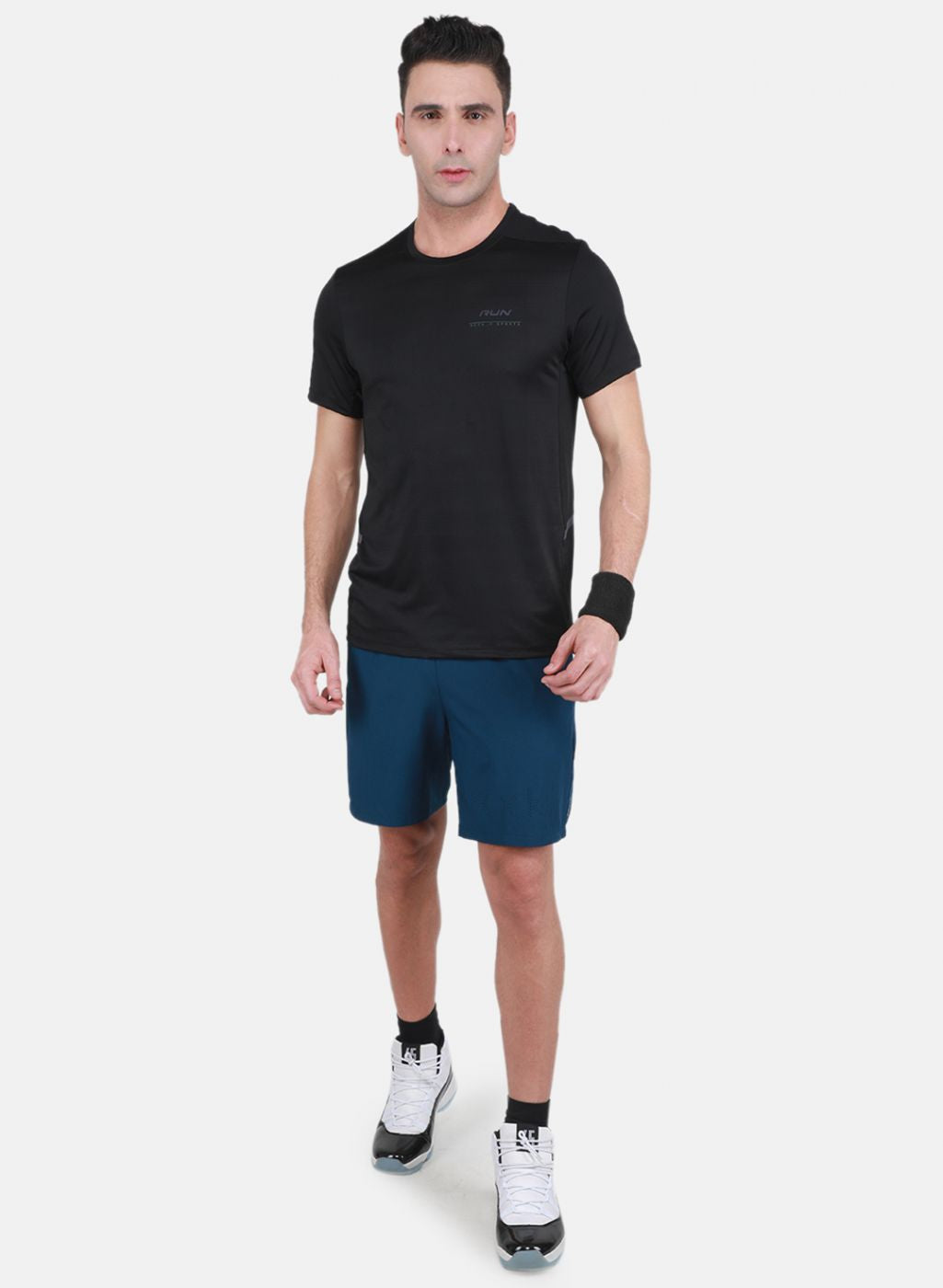 Rock-it Men Black Self Design T-Shirt