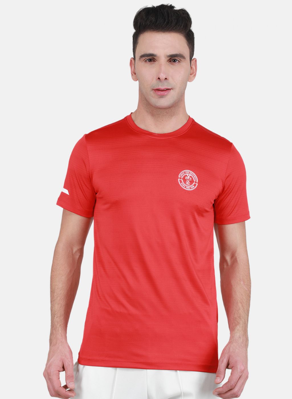 Rock.it Men Red Self Design T-Shirt