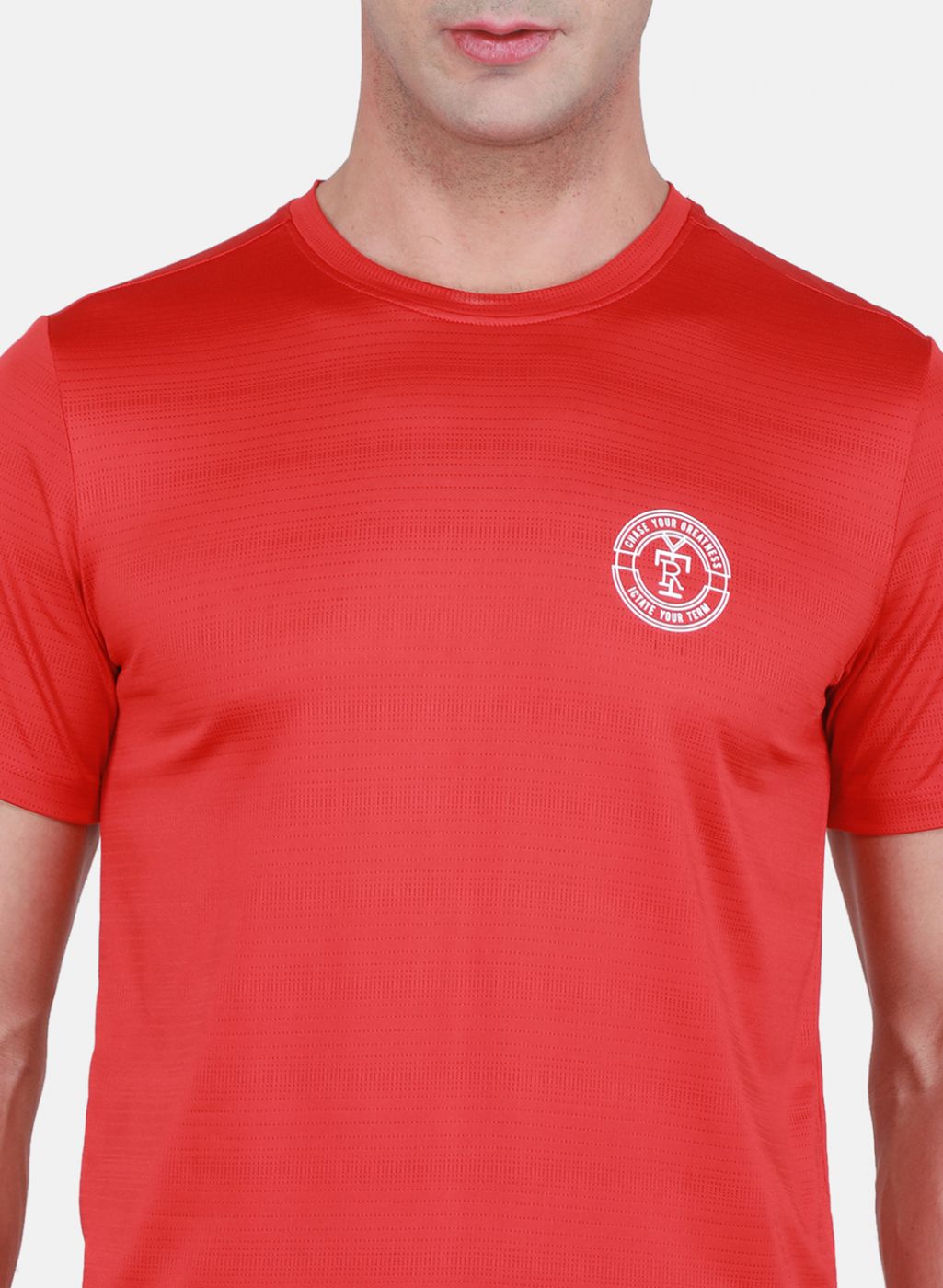 Rock.it Men Red Self Design T-Shirt