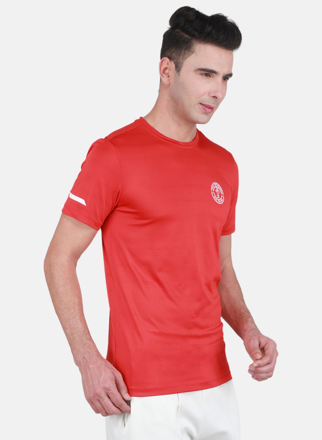 Rock.it Men Red Self Design T-Shirt