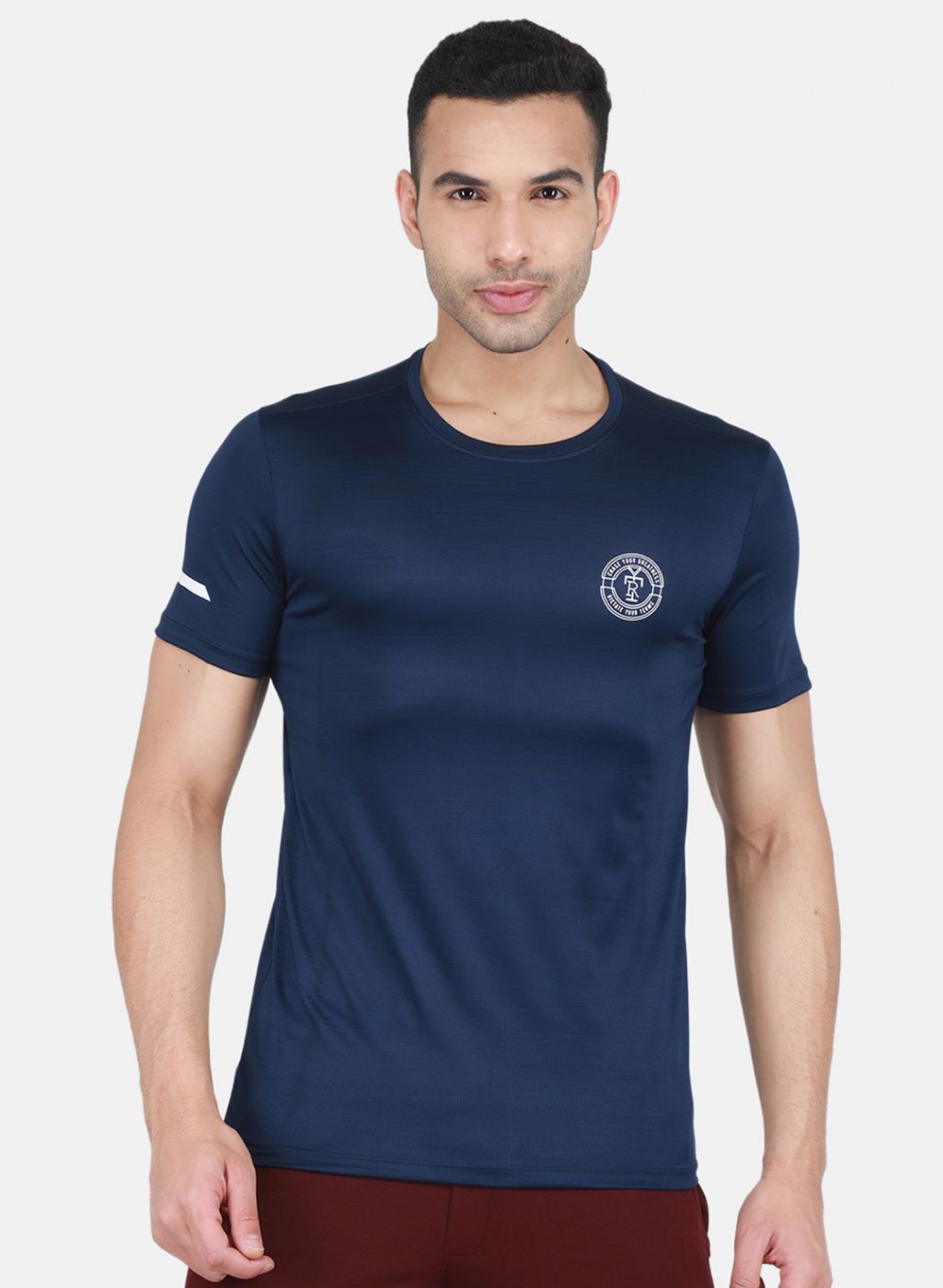 Rock-it Men Blue Self Design T-Shirt