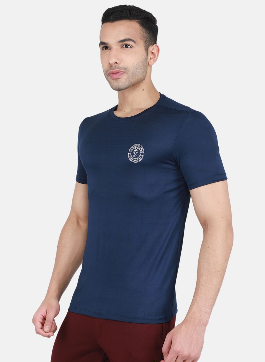 Rock-it Men Blue Self Design T-Shirt