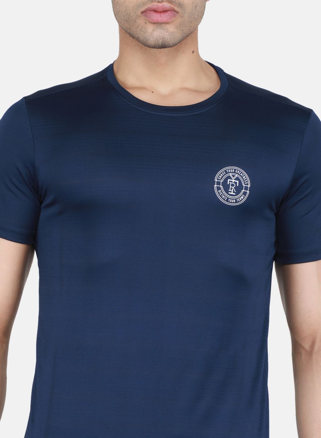 Rock.it Men Blue Self Design T-Shirt