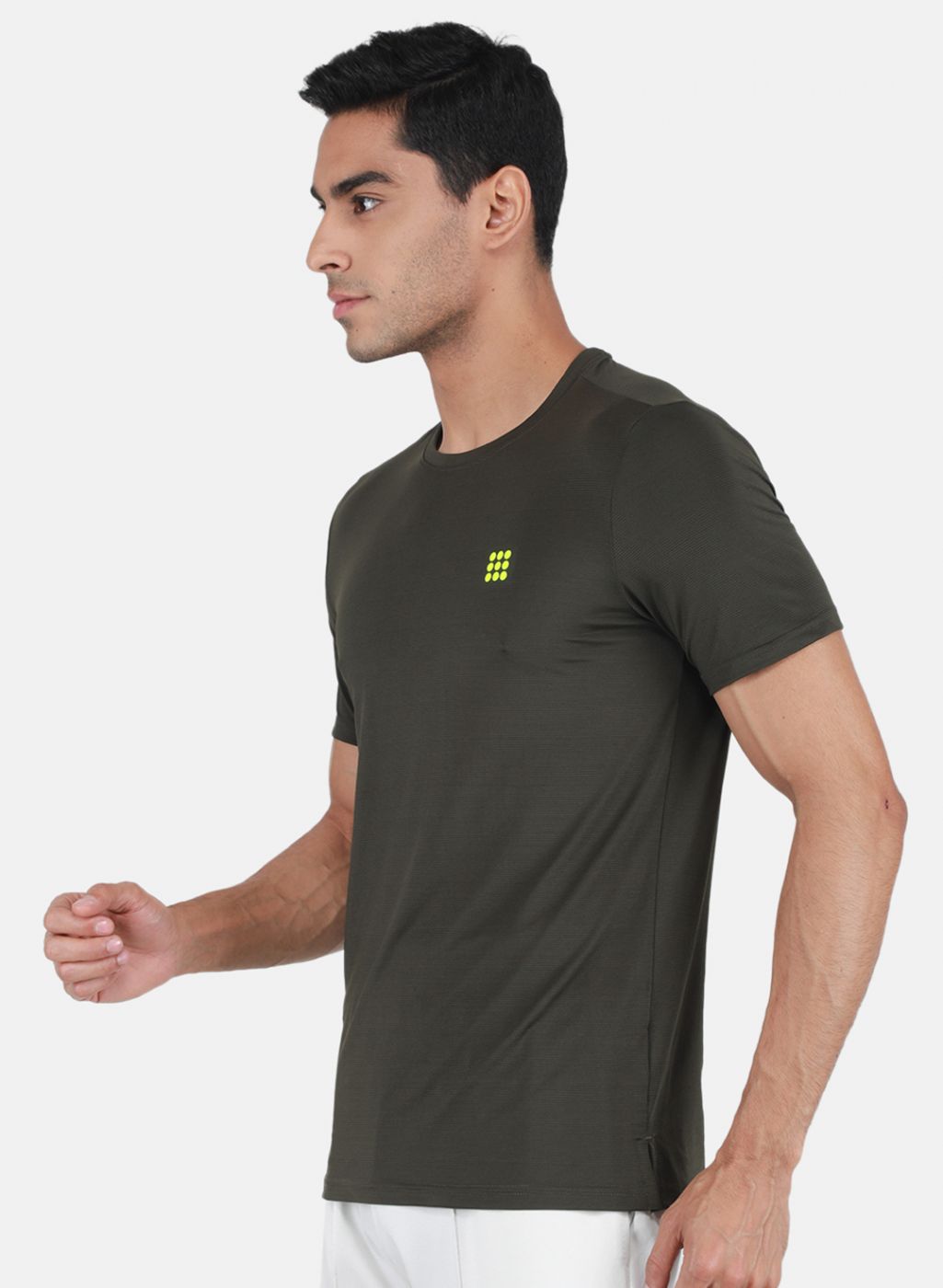 Rock.it Men Olive Self Design T-Shirt