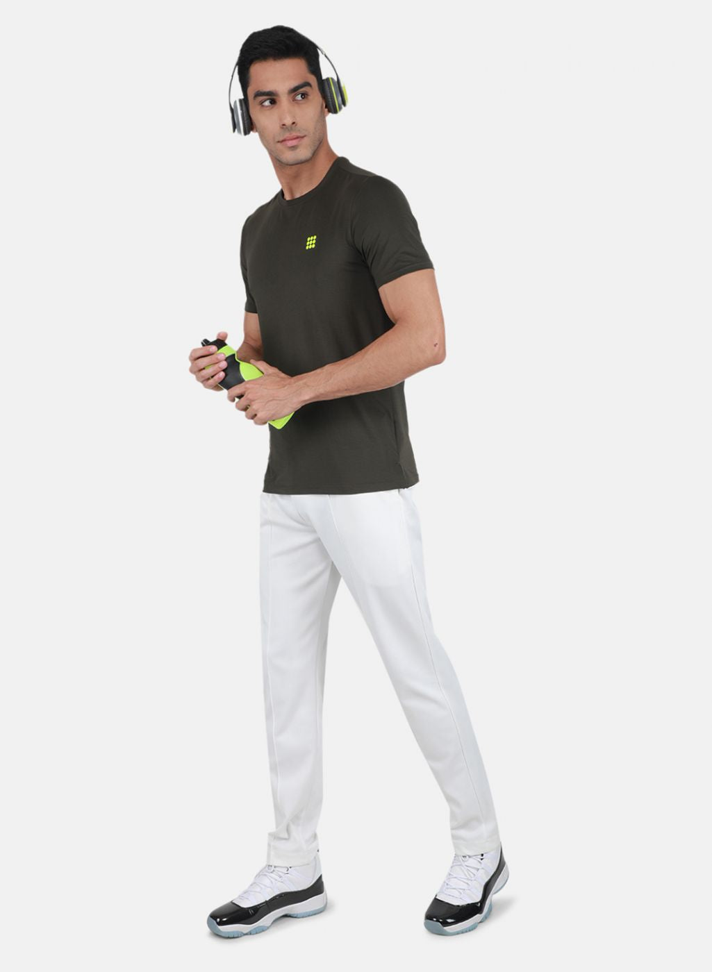 Rock.it Men Olive Self Design T-Shirt