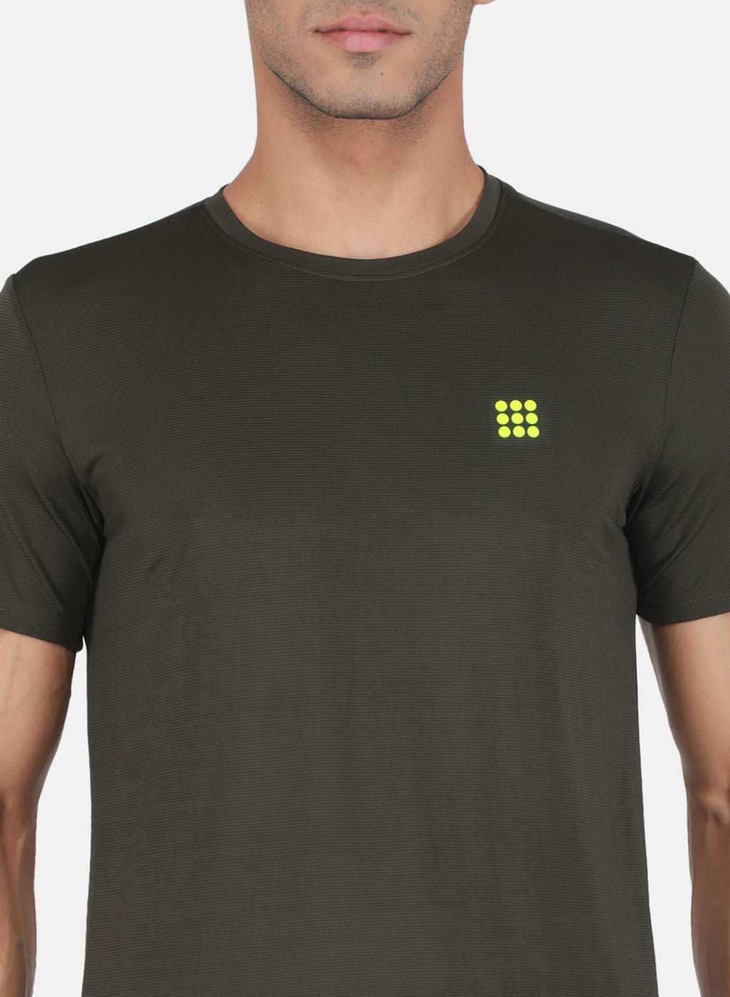 Rock.it Men Olive Self Design T-Shirt