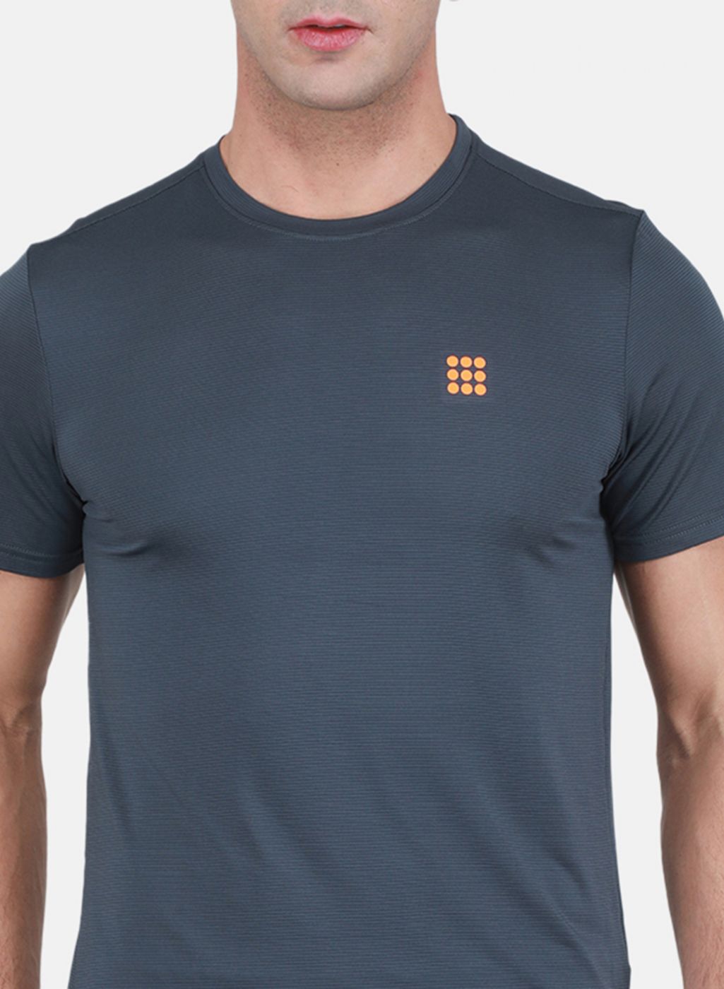 Rock.it Men Grey Self Design T-Shirt