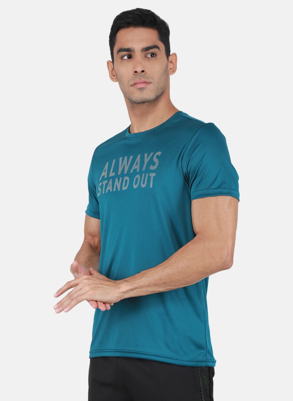 Rock.it Men Teal Blue Printed T-Shirt