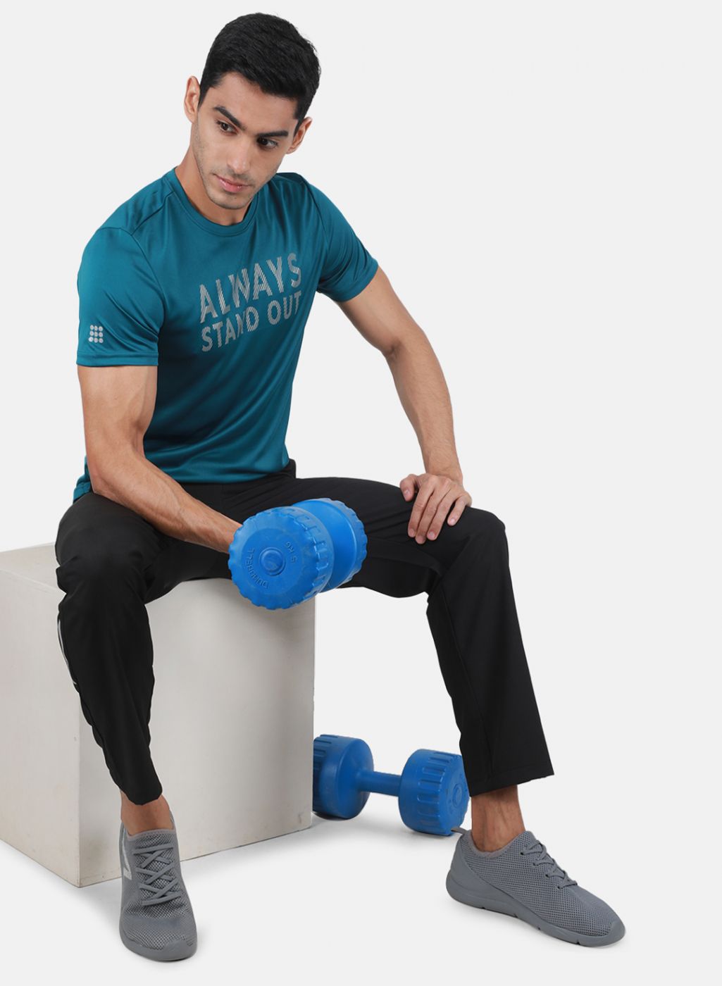 Rock.it Men Teal Blue Printed T-Shirt