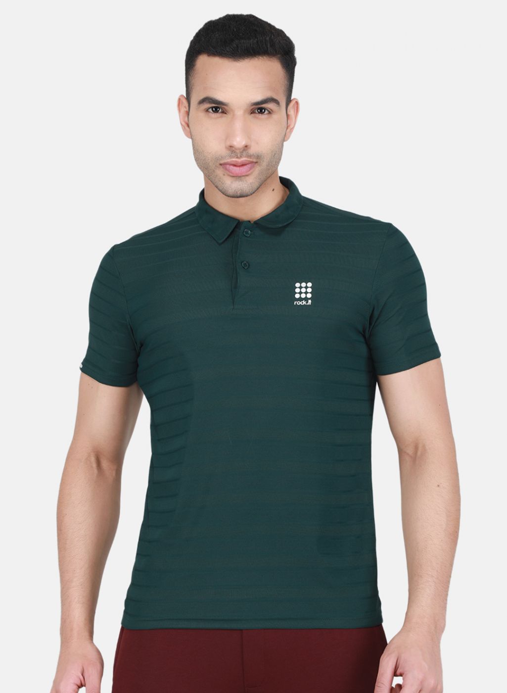 Rock.it Men Olive Self Design T-Shirt