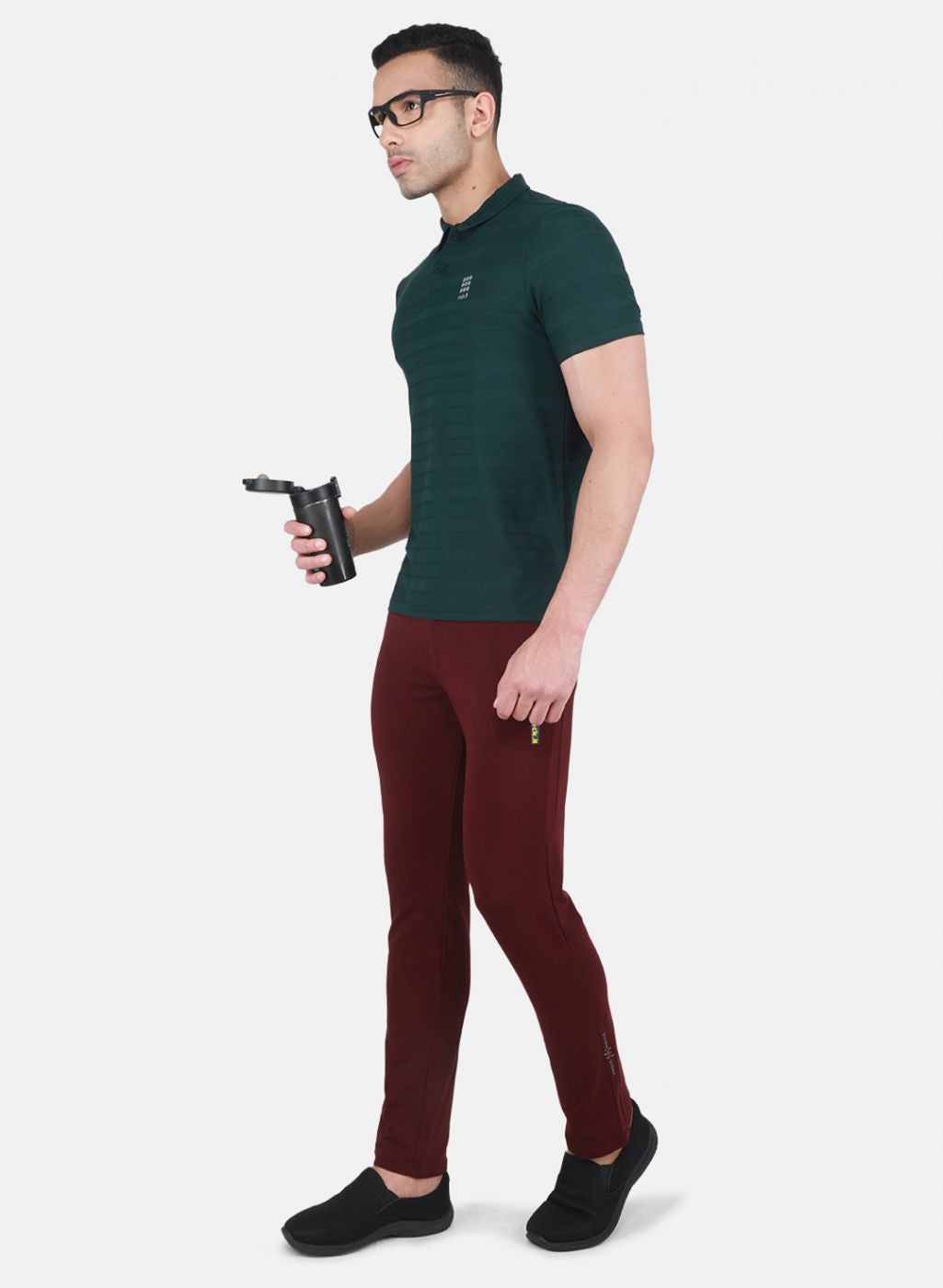 Rock.it Men Olive Self Design T-Shirt