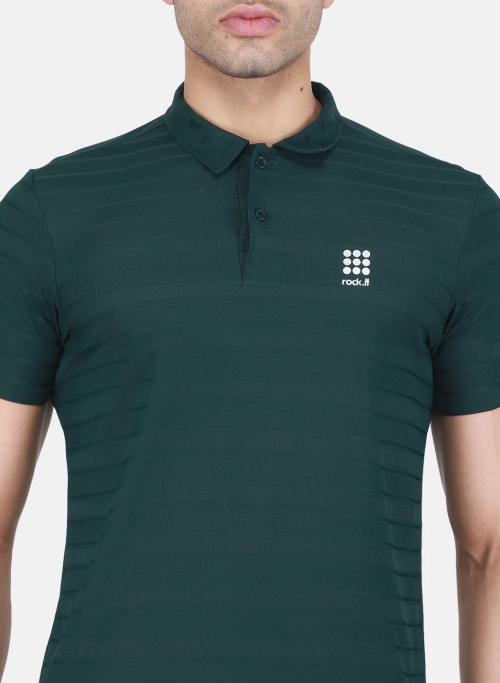 Rock.it Men Olive Self Design T-Shirt