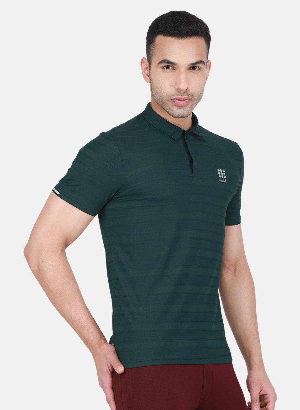 Rock.it Men Olive Self Design T-Shirt