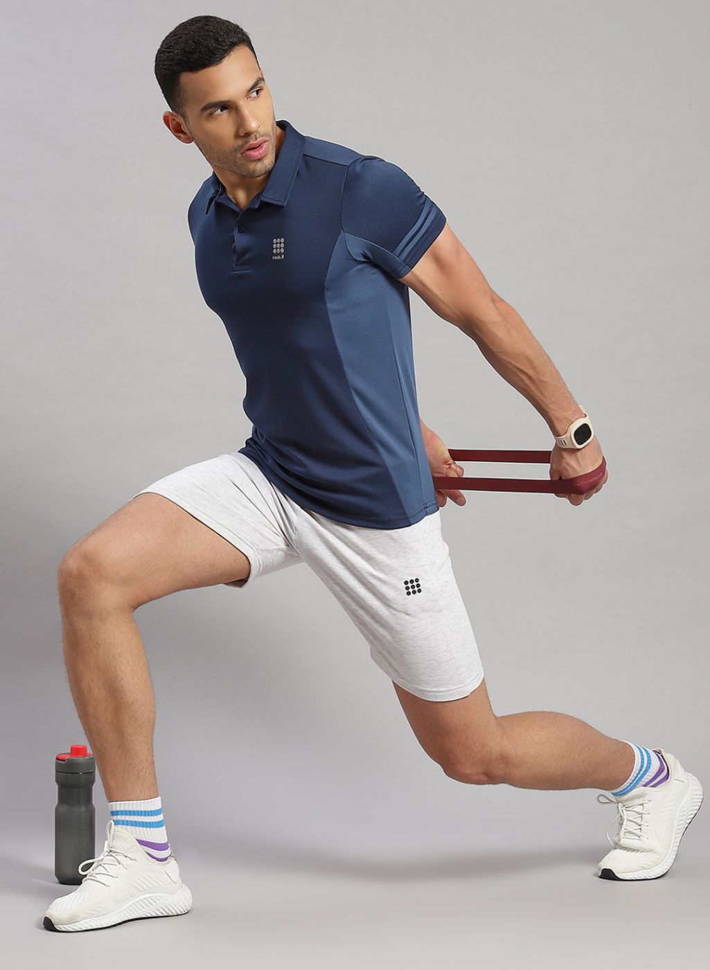 Rock.it Men Blue Solid T-Shirt