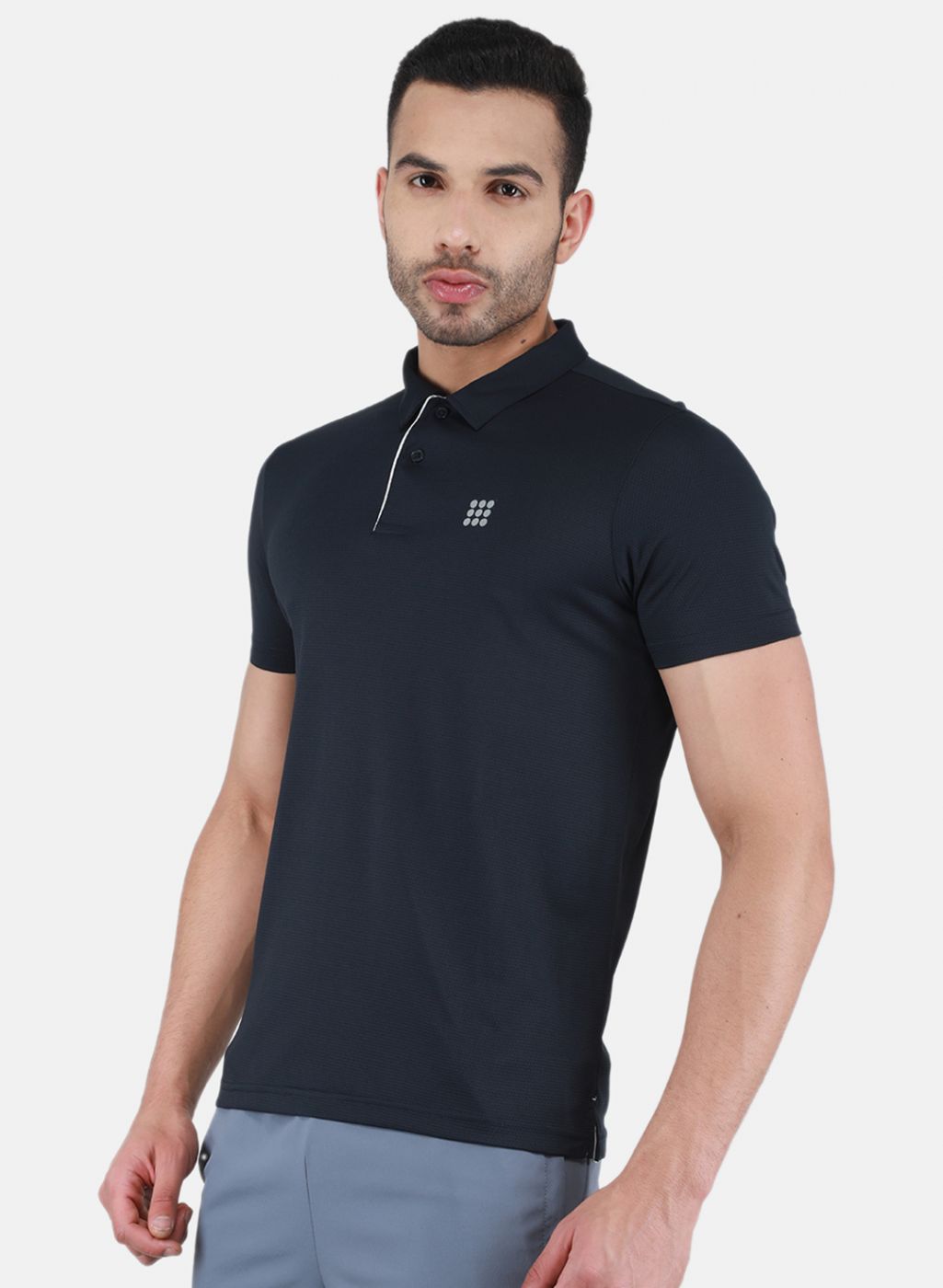 Rock.it Men Navy Blue Self Design T-Shirt