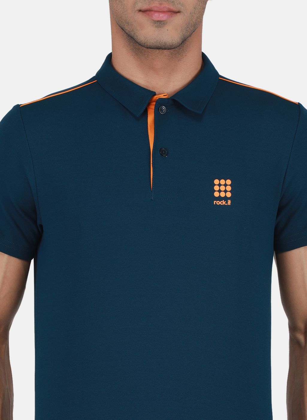 Rock.it Men Teal Blue Solid T-Shirt