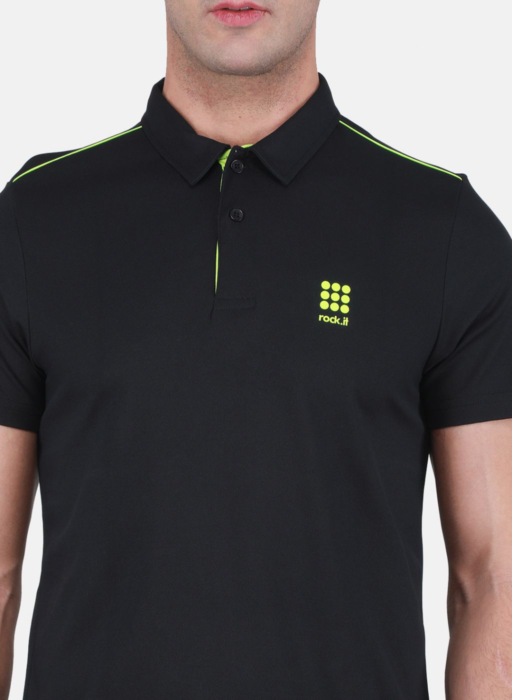 Rock.it Men Black Solid T-Shirt