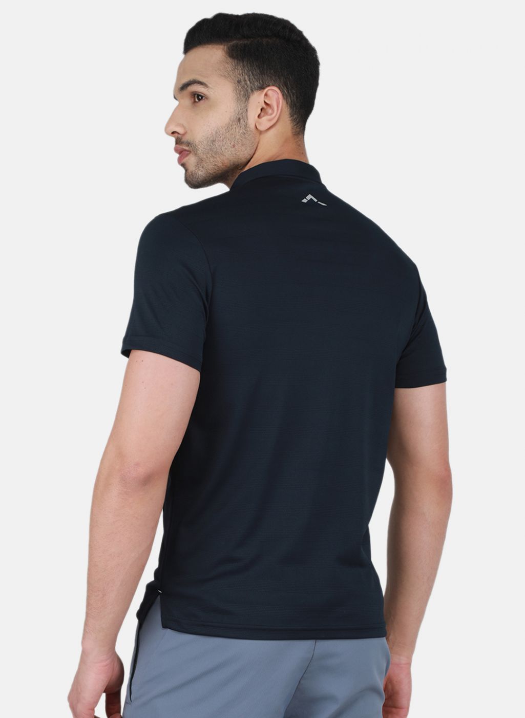 Rock.it Men Navy Blue Self Design T-Shirt