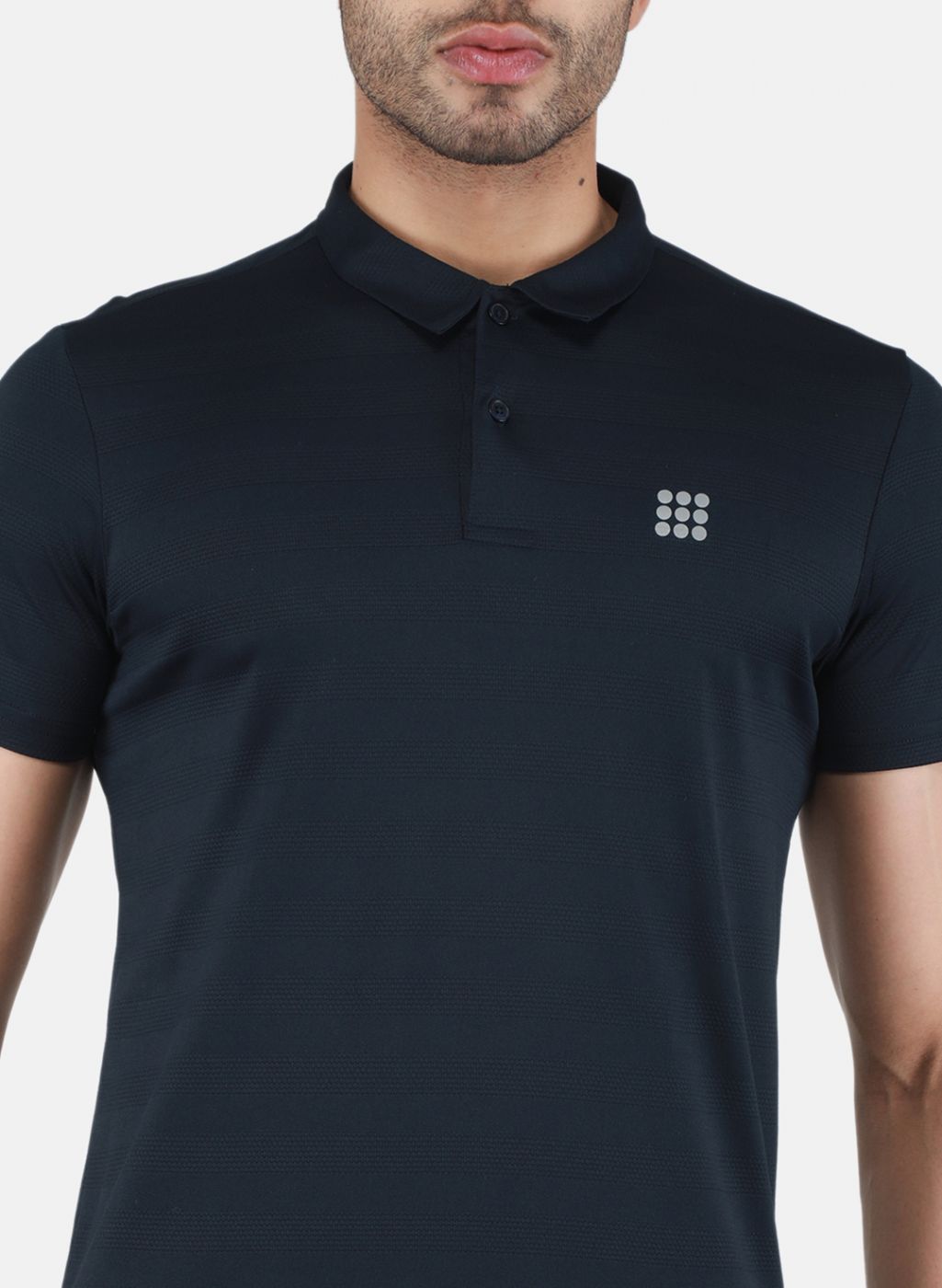 Rock.it Men Navy Blue Self Design T-Shirt