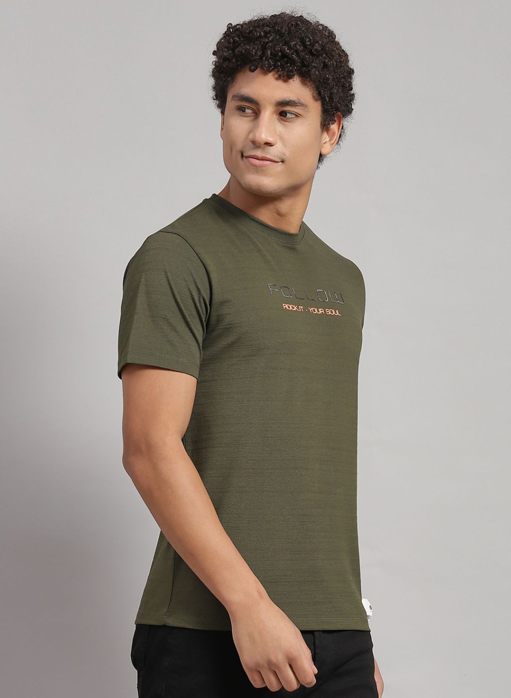 Rock.it Men Olive Printed T-Shirt