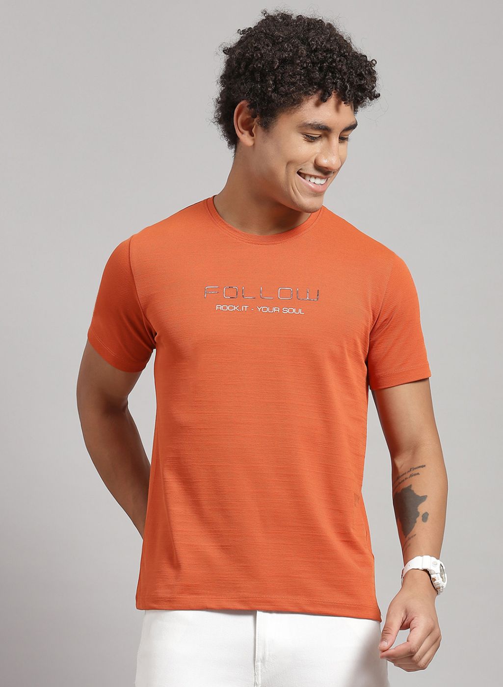 Rock.it Men Orange Printed T-Shirt