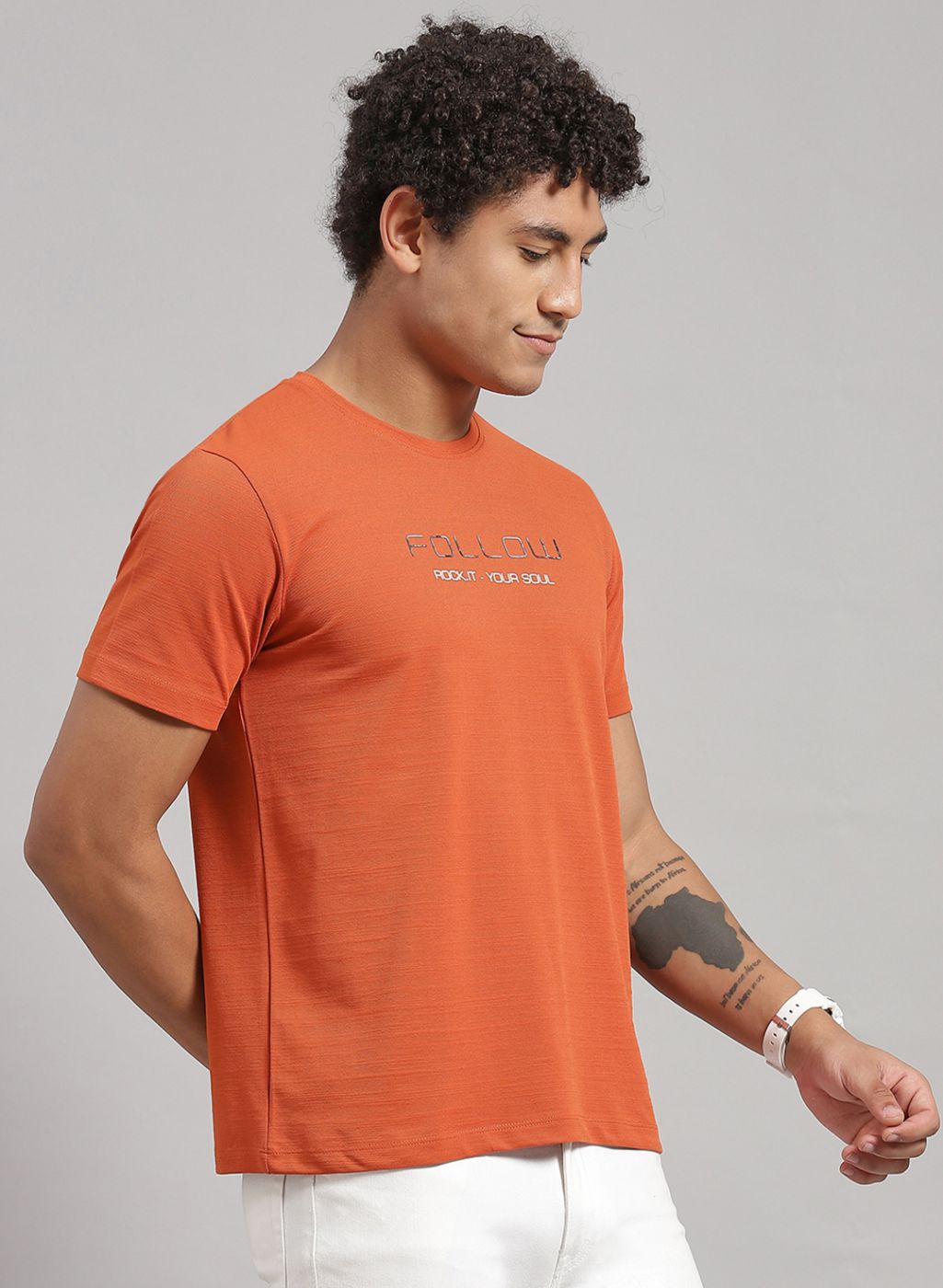 Rock.it Men Orange Printed T-Shirt