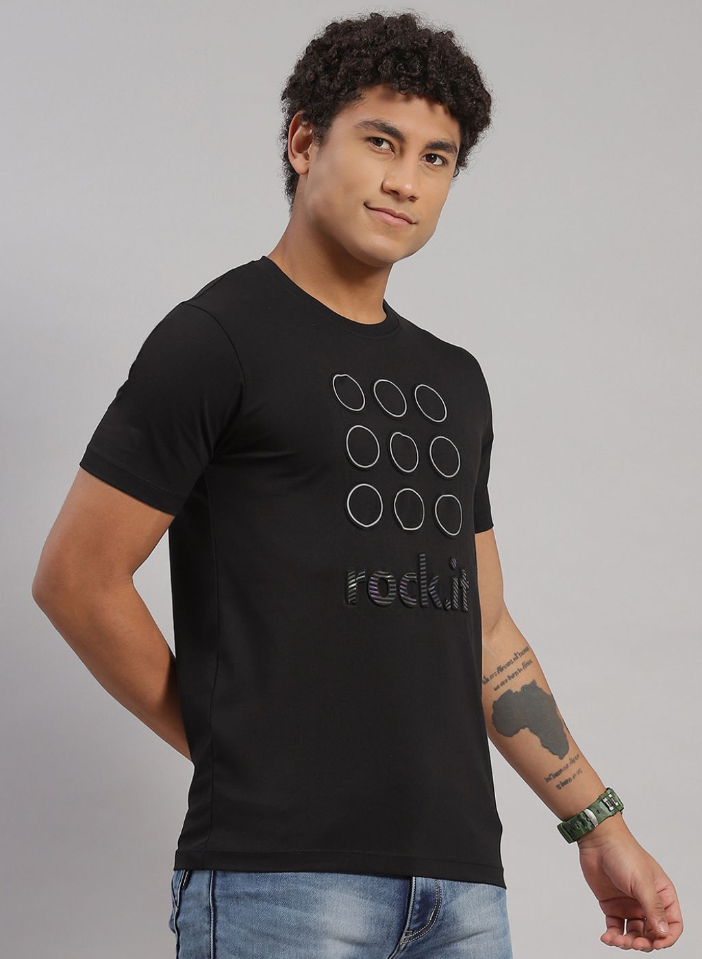 Rock.it Men Black Printed T-Shirt